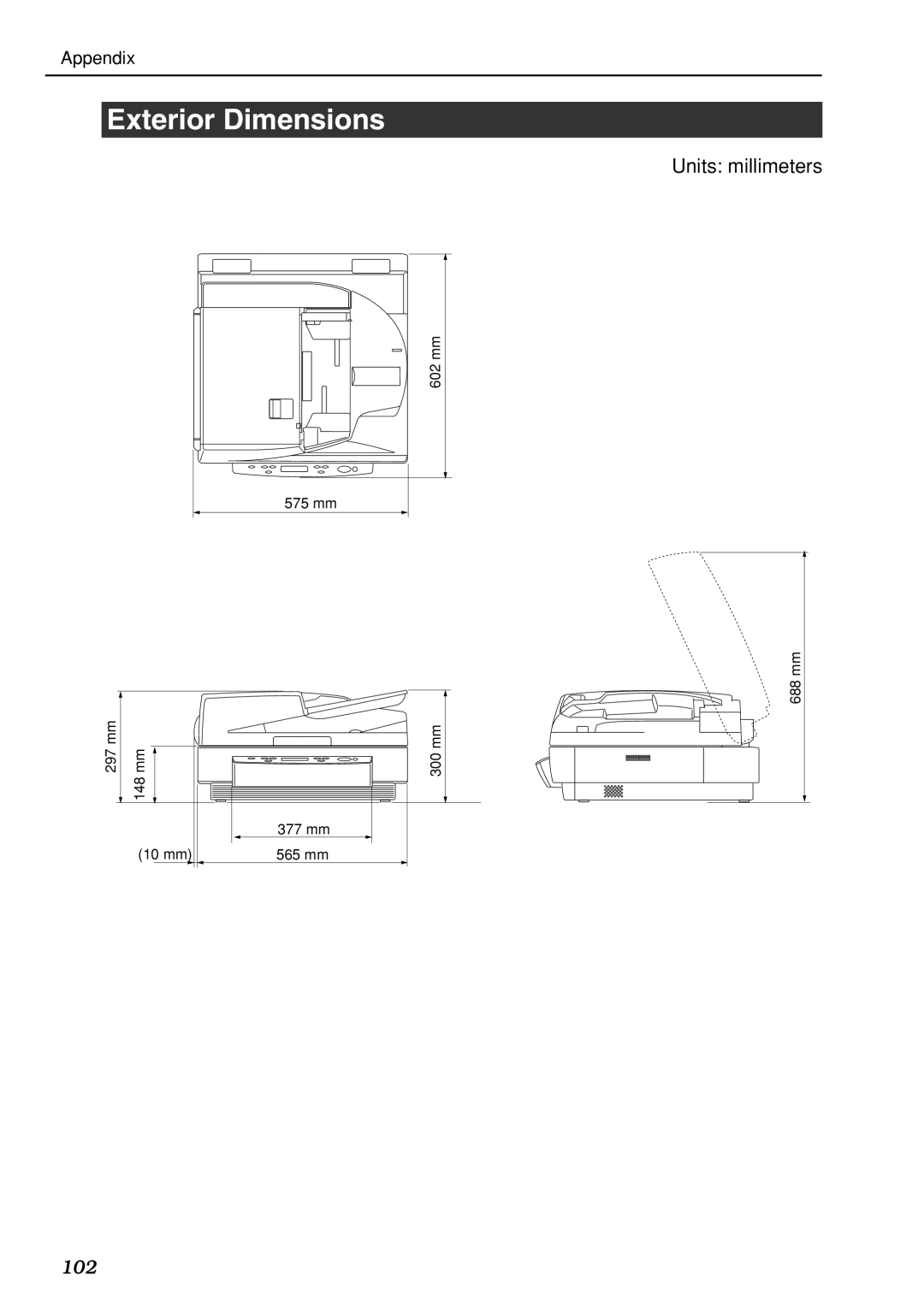 Canon DR-7080C manual Exterior Dimensions 