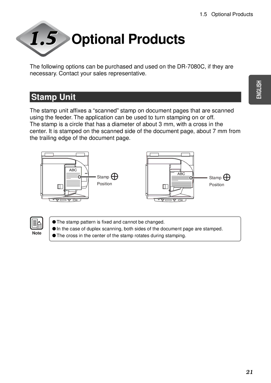 Canon DR-7080C manual Optional Products, Stamp Unit 