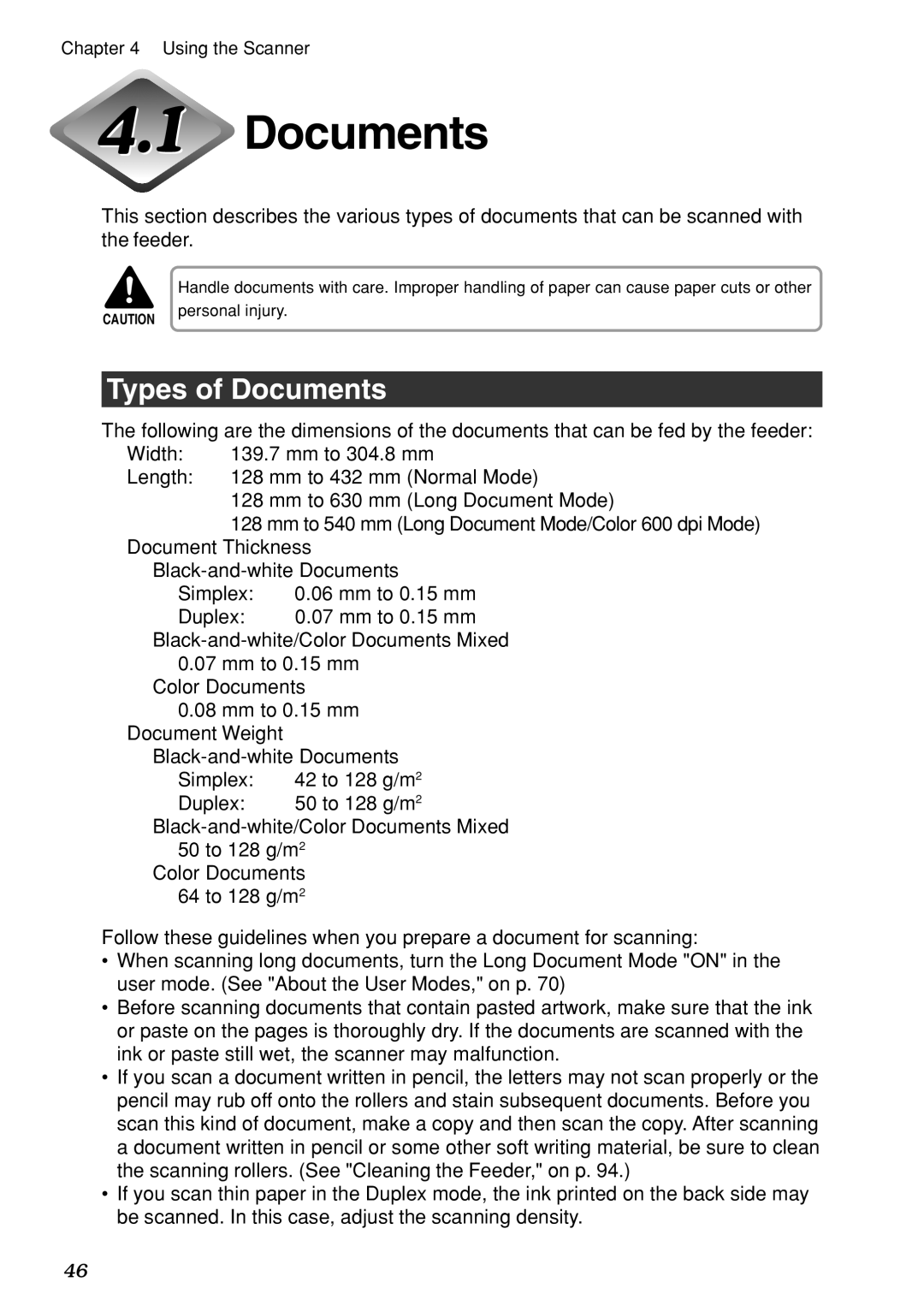 Canon DR-7080C manual Types of Documents 