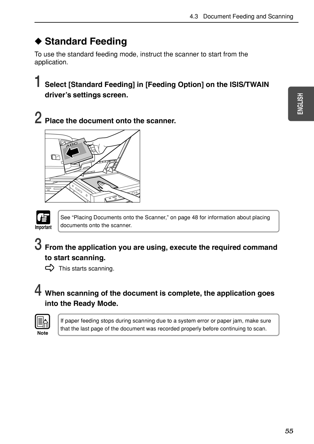 Canon DR-7080C manual Standard Feeding 