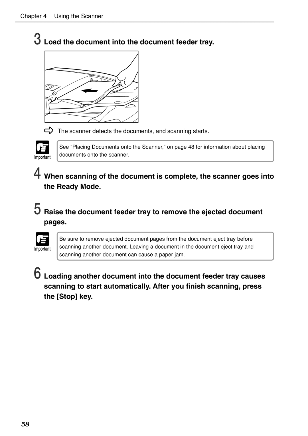 Canon DR-7080C manual Load the document into the document feeder tray, Scanner detects the documents, and scanning starts 