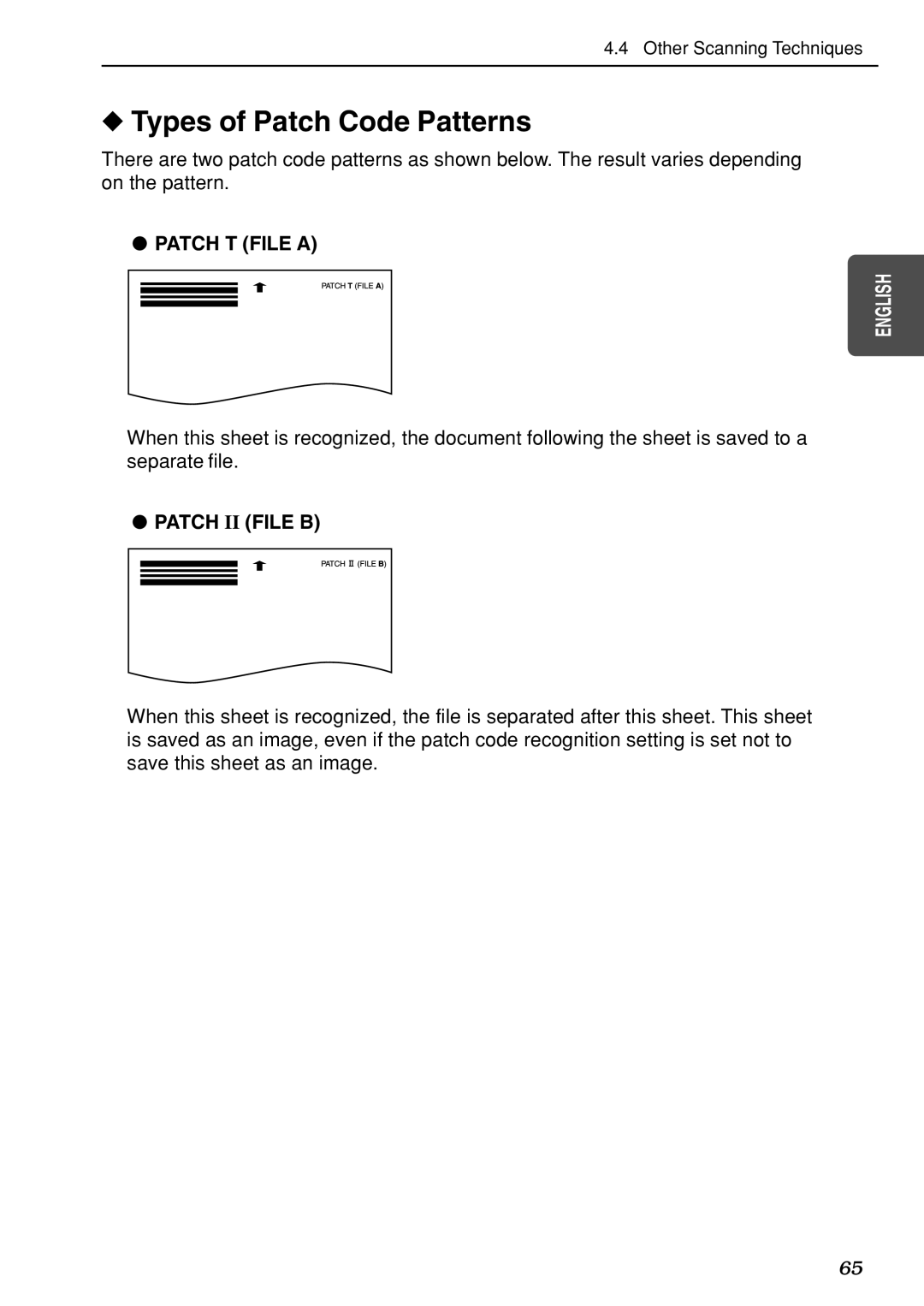 Canon DR-7080C manual Types of Patch Code Patterns, Patch T File a 