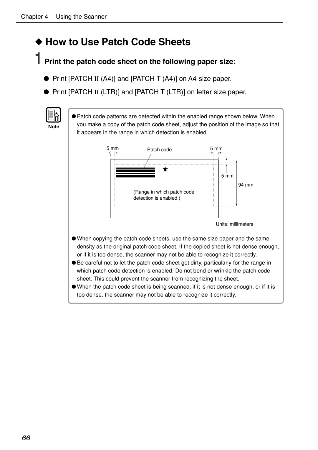 Canon DR-7080C manual How to Use Patch Code Sheets, Print the patch code sheet on the following paper size 