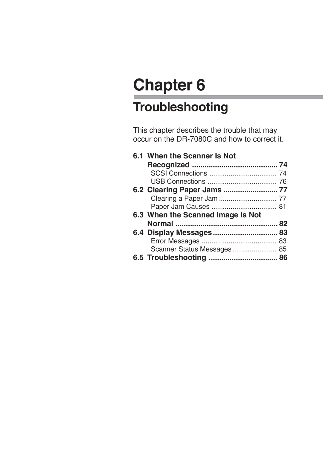 Canon DR-7080C manual Troubleshooting 