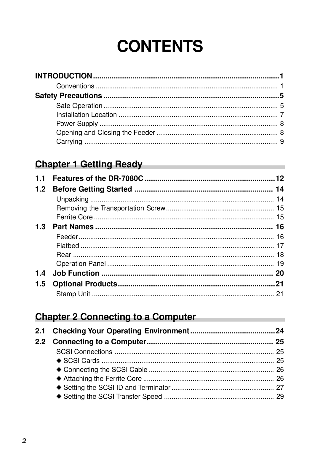 Canon DR-7080C manual Contents 