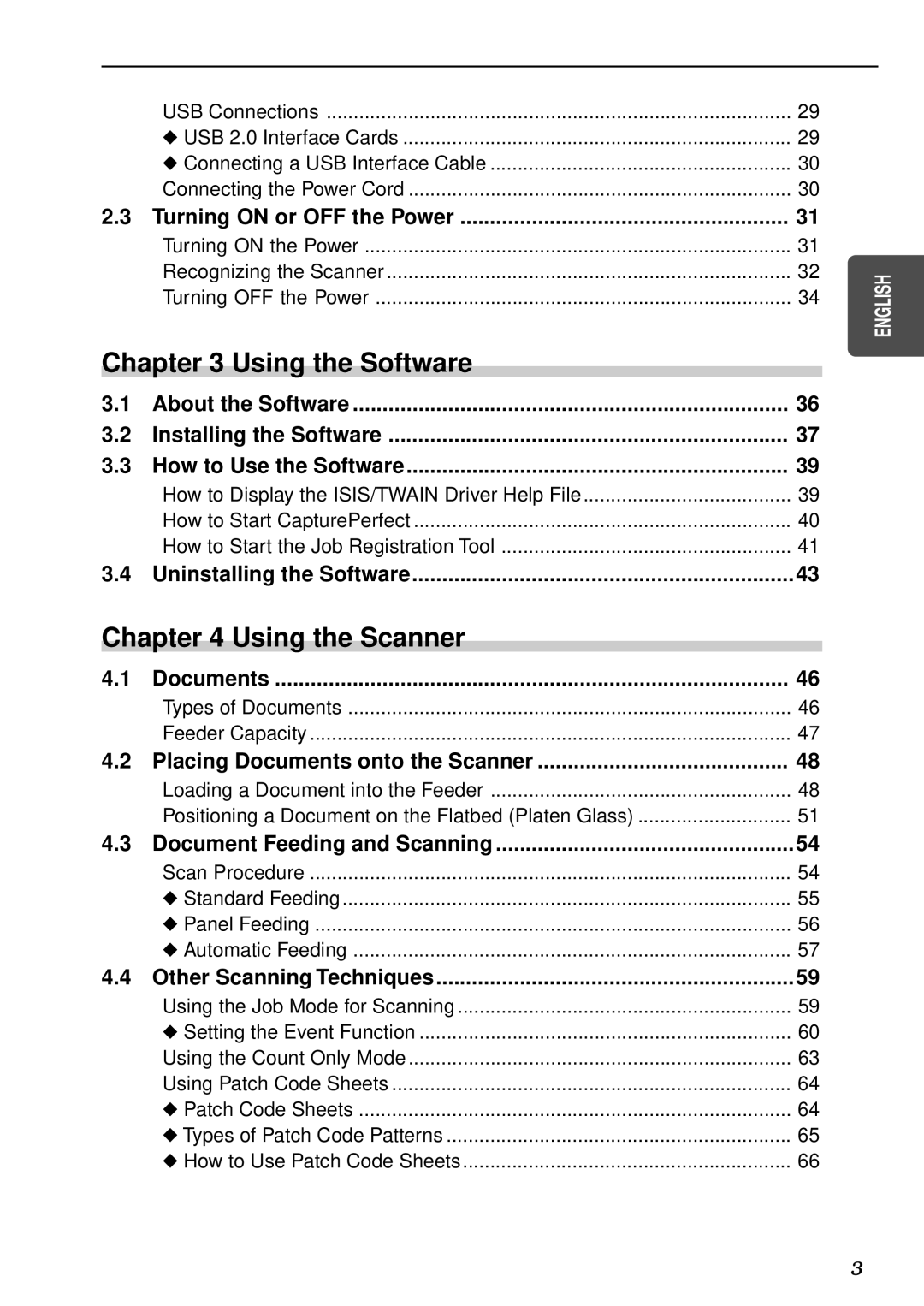 Canon DR-7080C manual Turning on or OFF the Power, Uninstalling the Software, Placing Documents onto the Scanner 