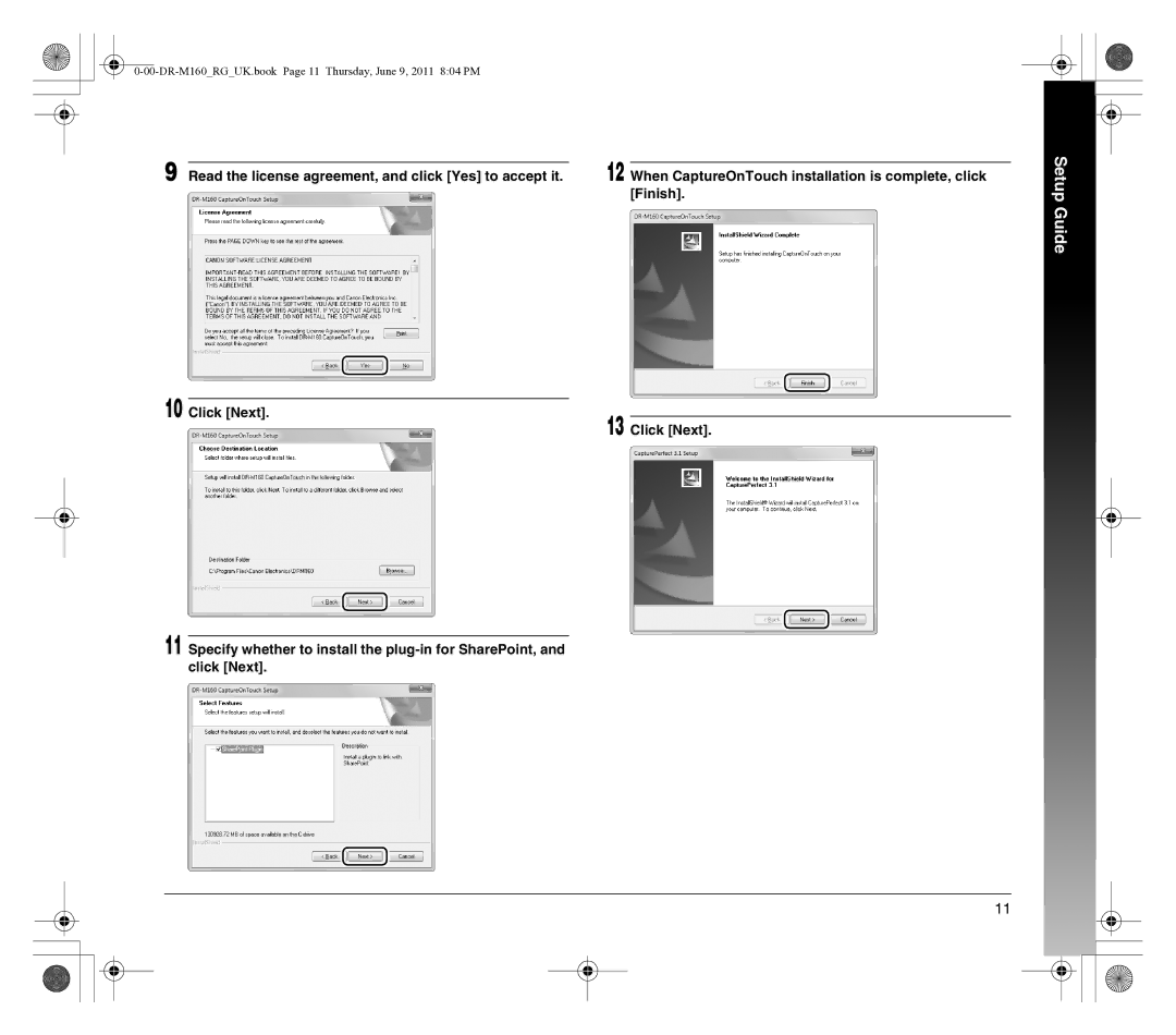 Canon DR-M160 manual When CaptureOnTouch installation is complete, click, Finish 