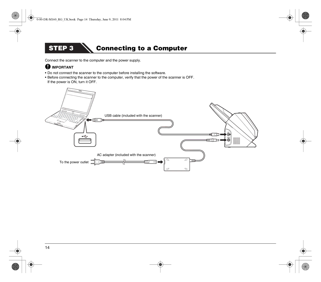 Canon DR-M160 manual Connecting to a Computer 