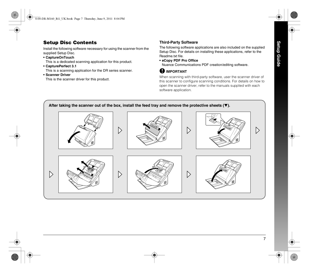 Canon DR-M160 manual Setup Disc Contents 