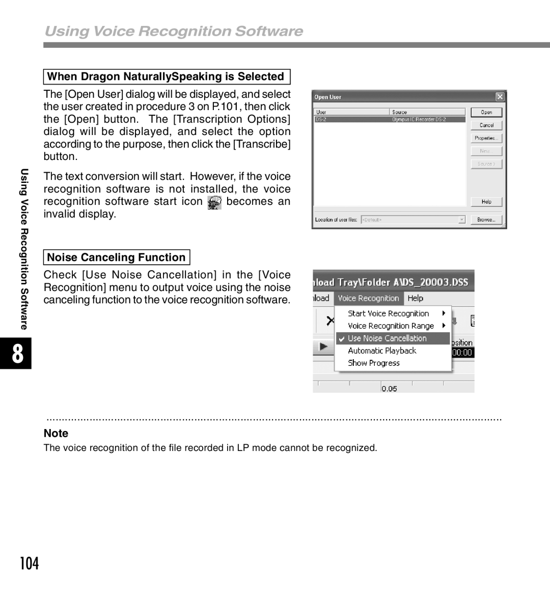 Canon DS-2 manual When Dragon NaturallySpeaking is Selected, Recognition software start icon becomes an invalid display 