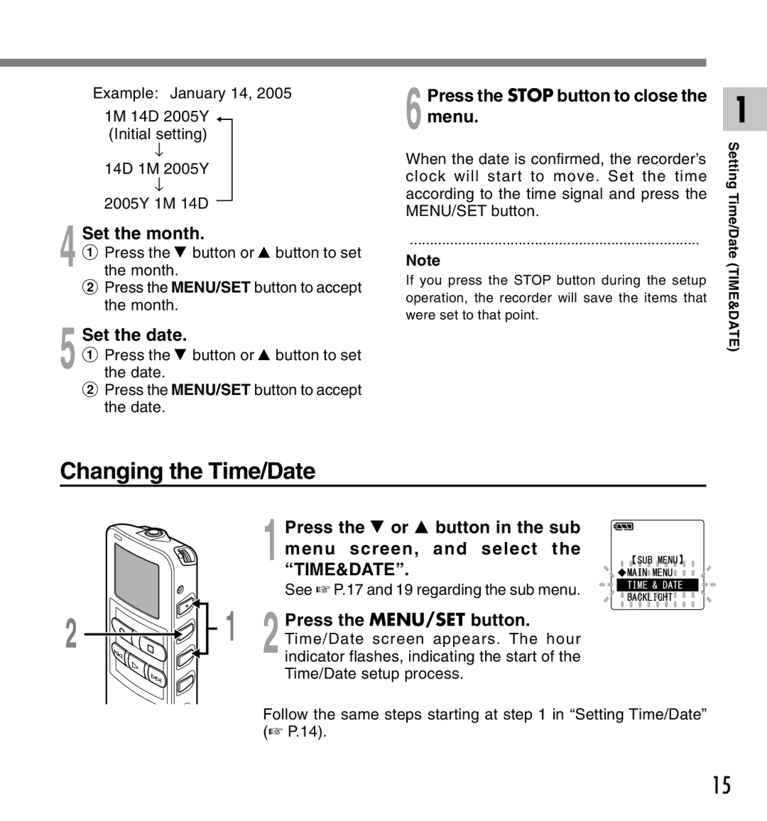 Canon DS-2 manual Changing the Time/Date 