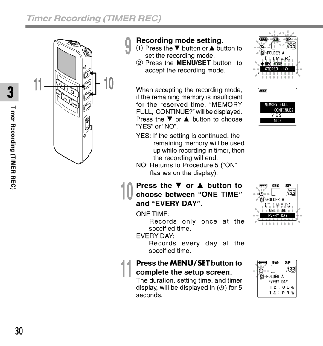 Canon DS-2 manual Timer Recording Timer REC 