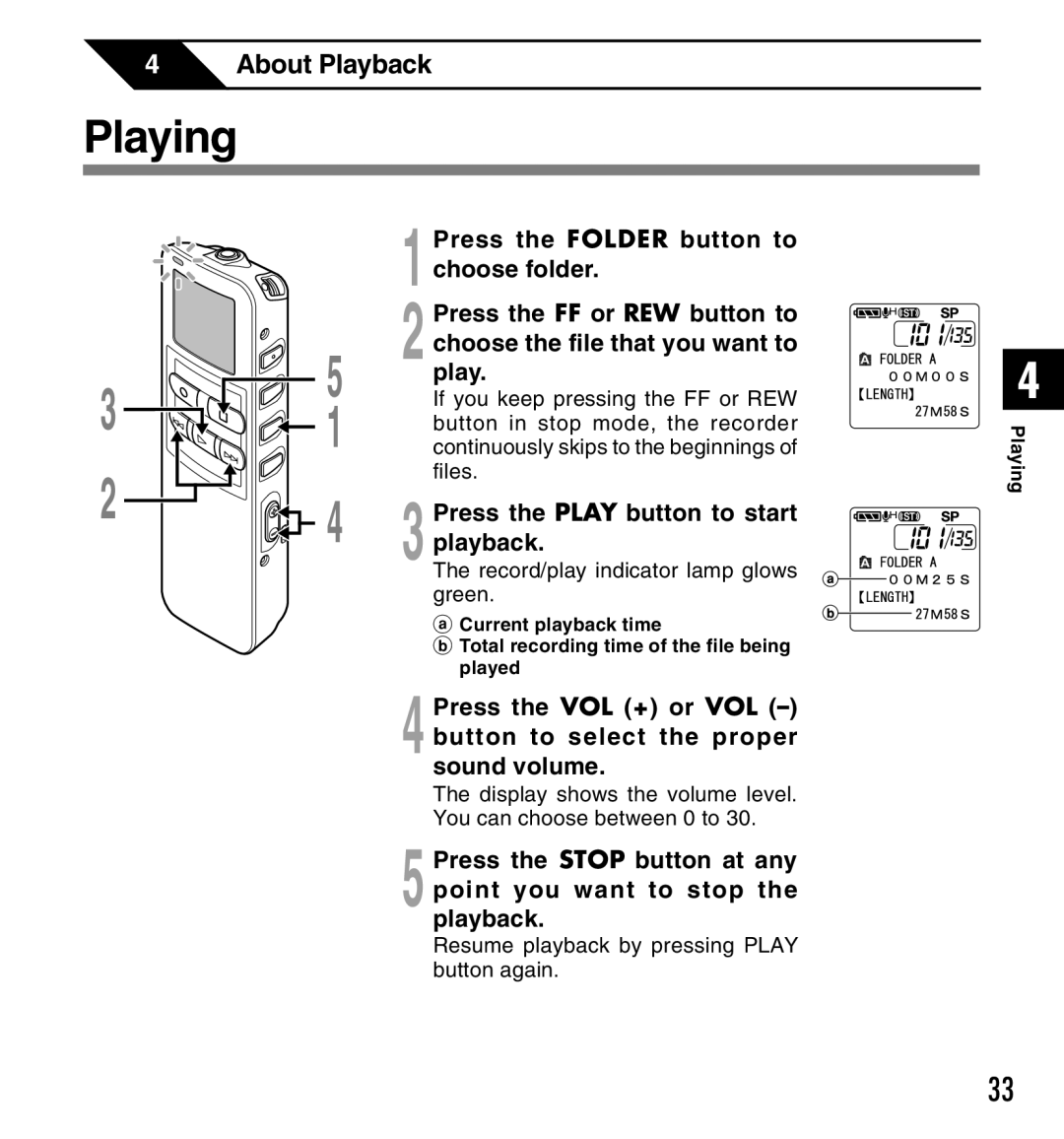 Canon DS-2 manual Playing 