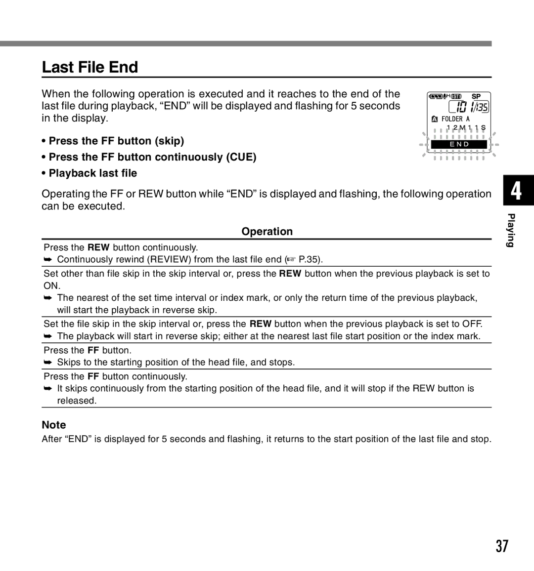 Canon DS-2 manual Last File End 