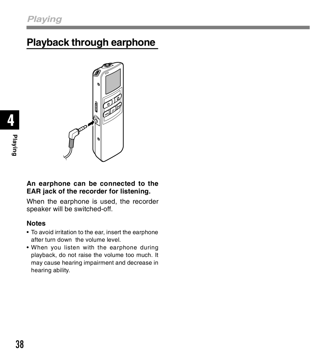 Canon DS-2 manual Playback through earphone 