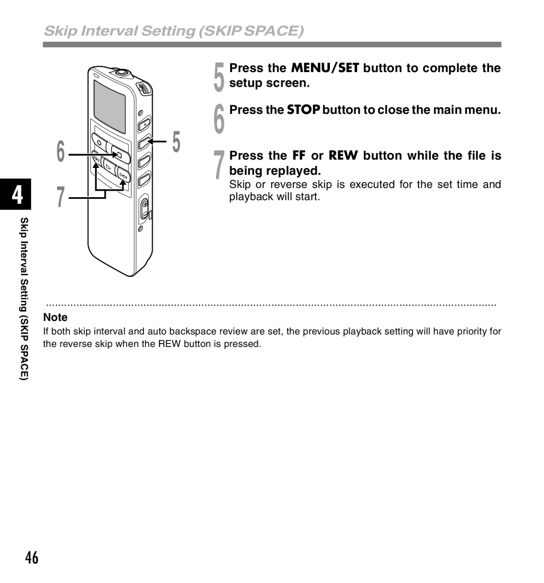 Canon DS-2 manual Skip Interval Setting Skip Space 