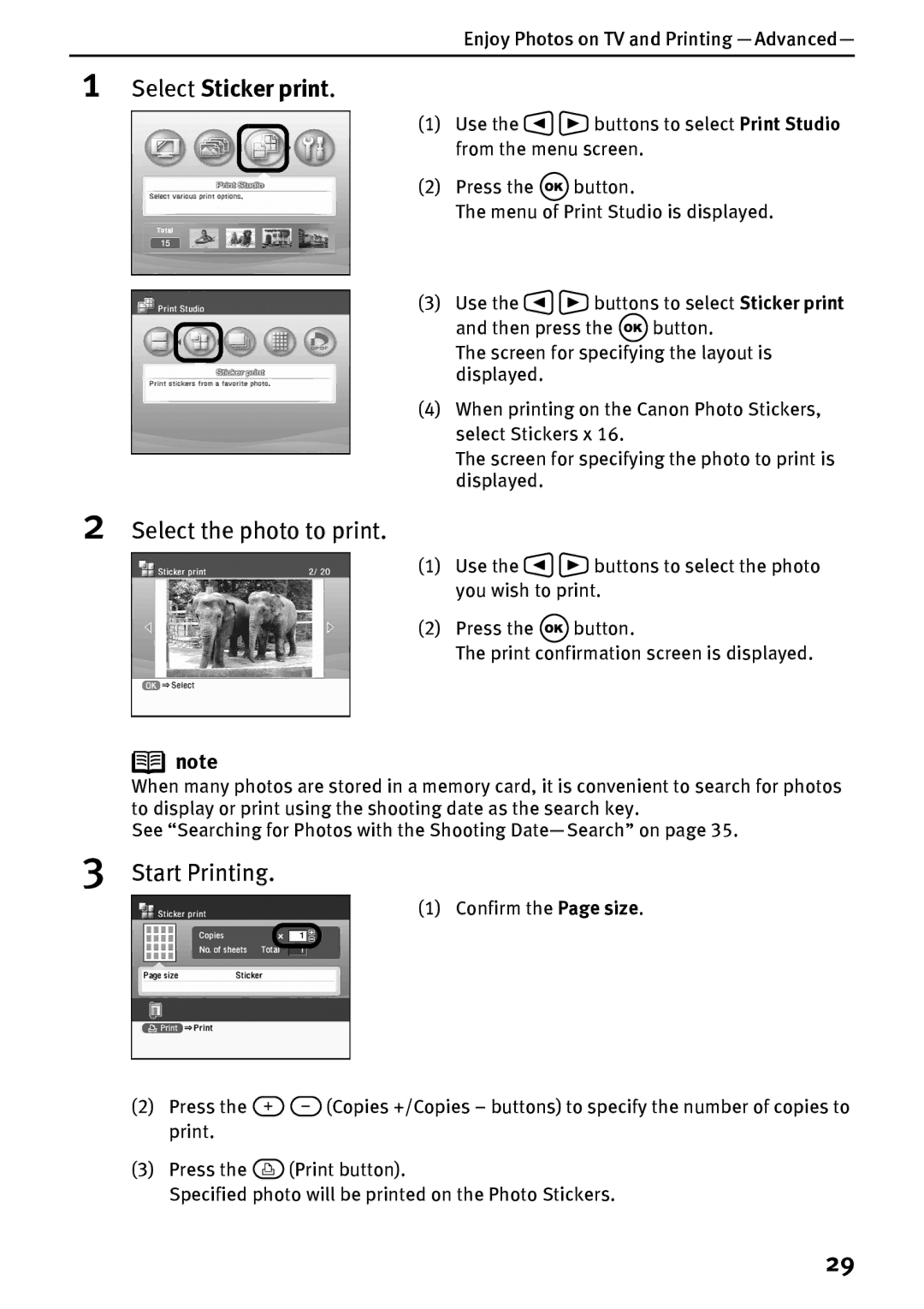 Canon DS700 manual Select Sticker print, Select the photo to print 