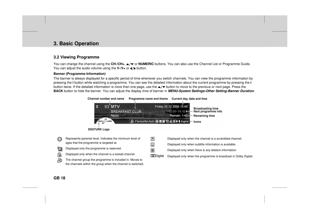 Canon DT 9500 CI user manual Viewing Programme, Banner Programme Information 