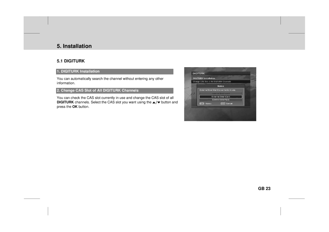 Canon DT 9500 CI user manual Digiturk Installation, Change CAS Slot of All Digiturk Channels 