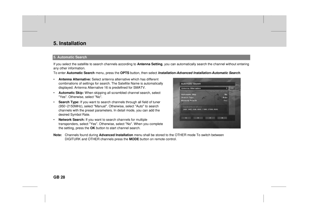 Canon DT 9500 CI user manual Automatic Search, Desired Symbol Rate 