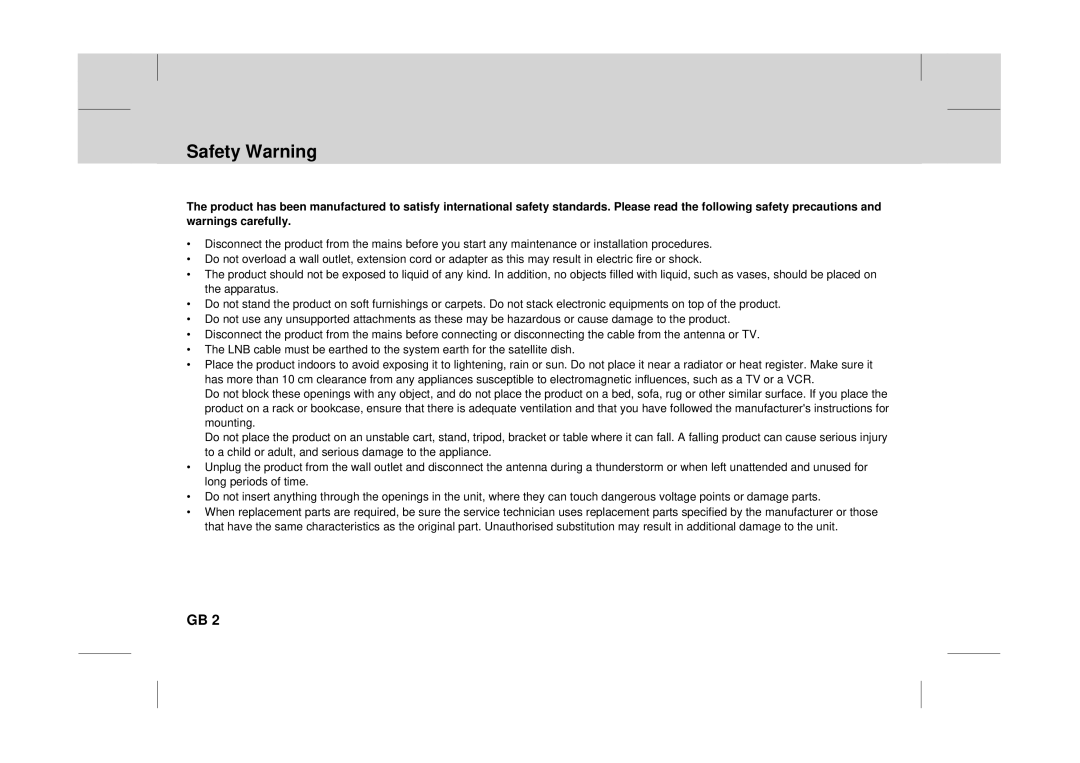 Canon DT 9500 CI user manual Safety Warning 