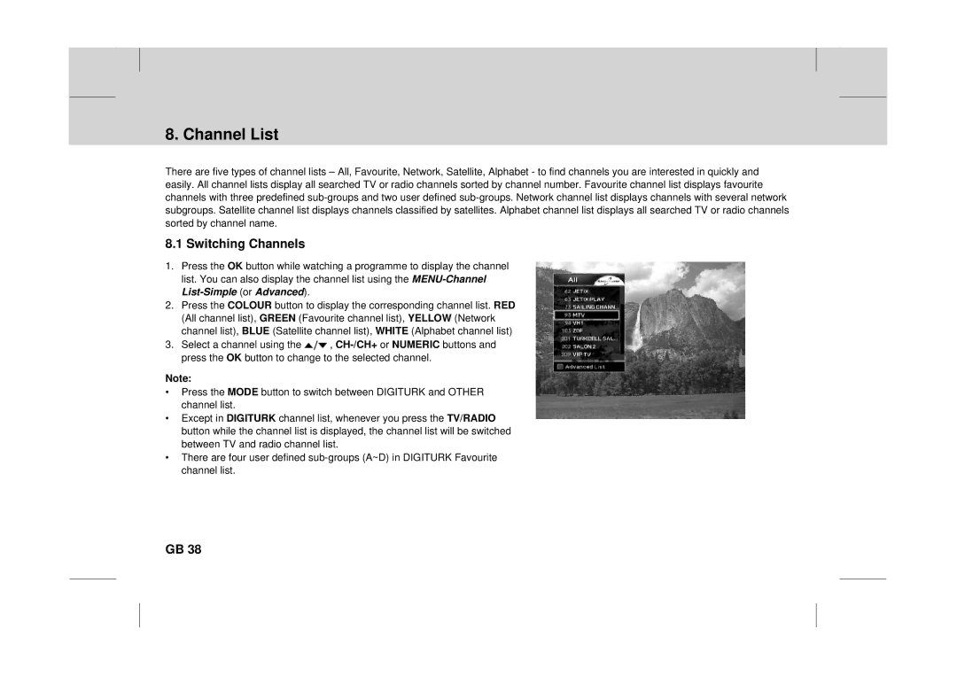 Canon DT 9500 CI user manual Channel List, Switching Channels 