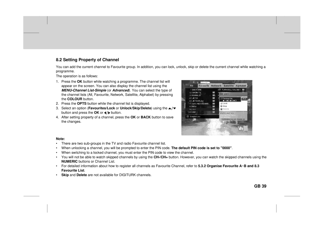 Canon DT 9500 CI user manual Setting Property of Channel 