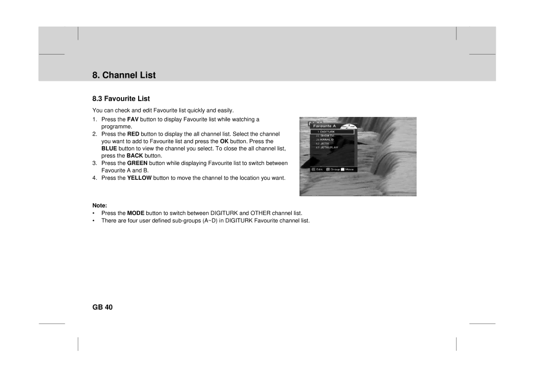 Canon DT 9500 CI user manual Favourite List 