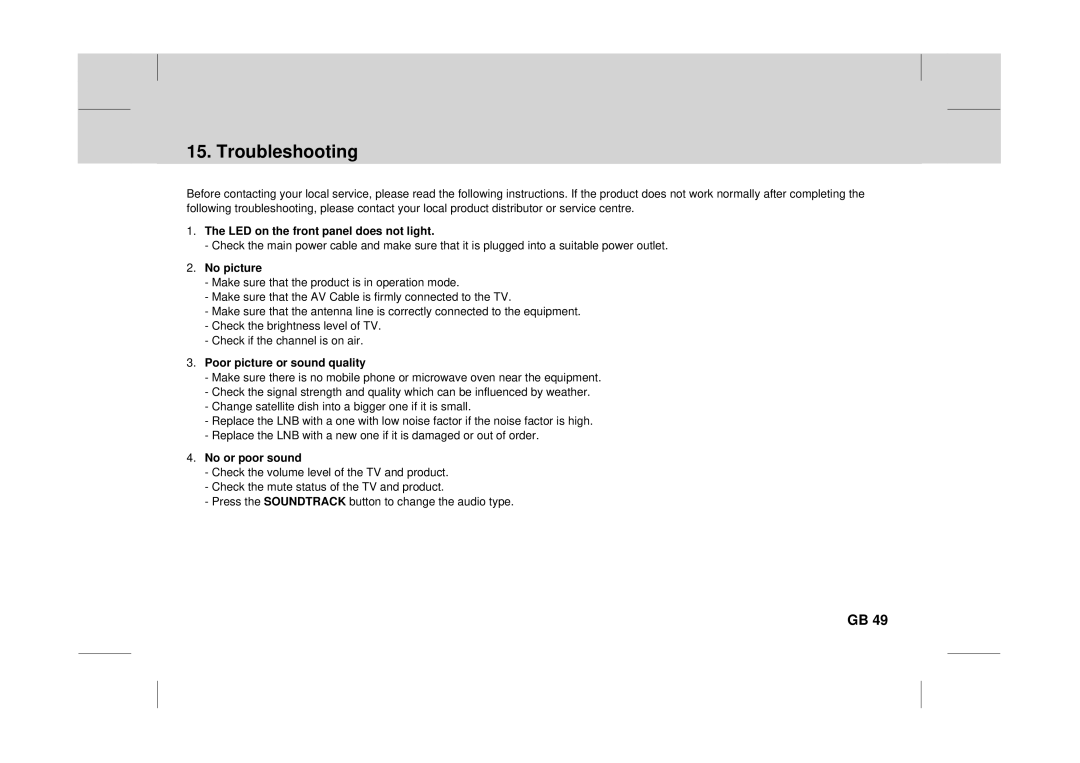 Canon DT 9500 CI user manual Troubleshooting, No picture 