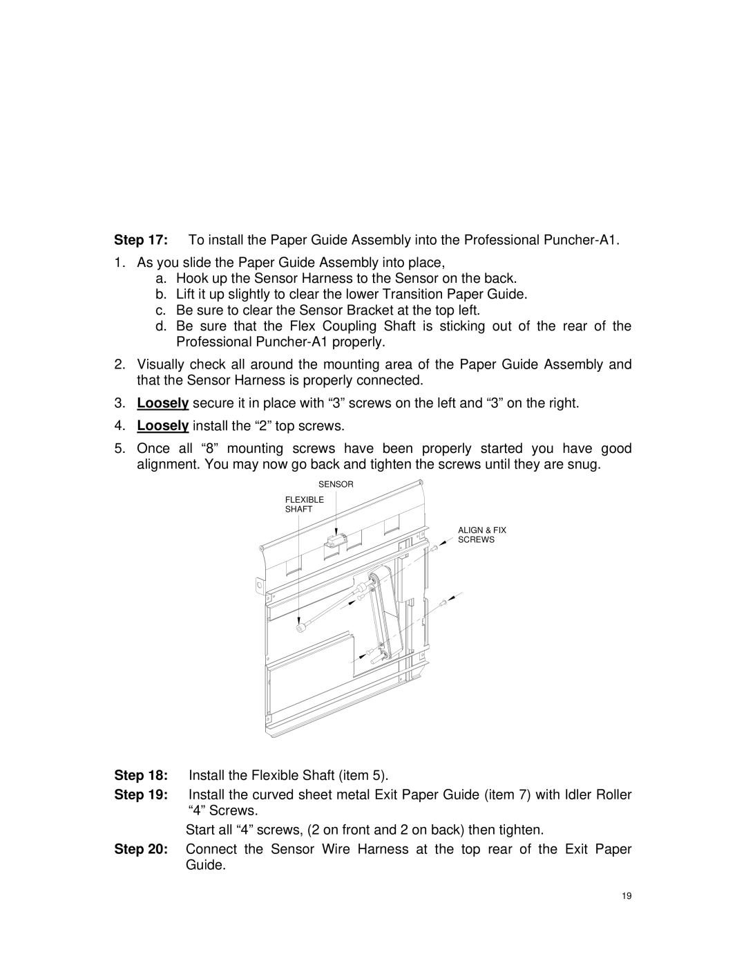 Canon DU7-1175-000 service manual Sensor Flexible Shaft Align & FIX Screws 