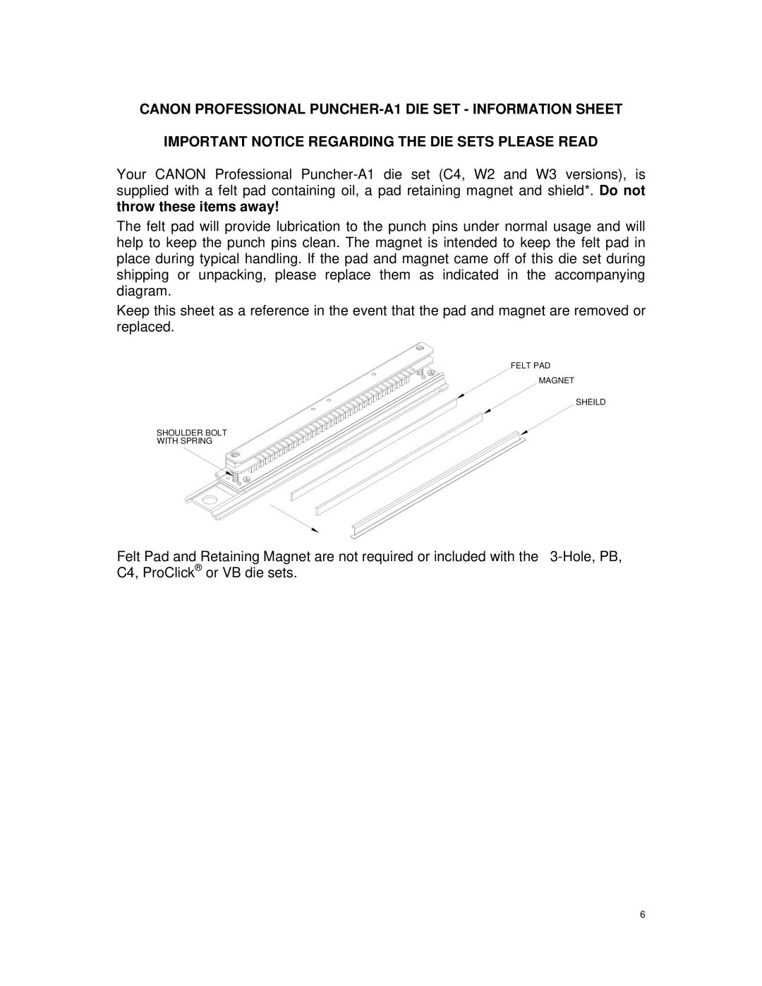 Canon DU7-1175-000 service manual Felt PAD Magnet Sheild Shoulder Bolt With Spring 