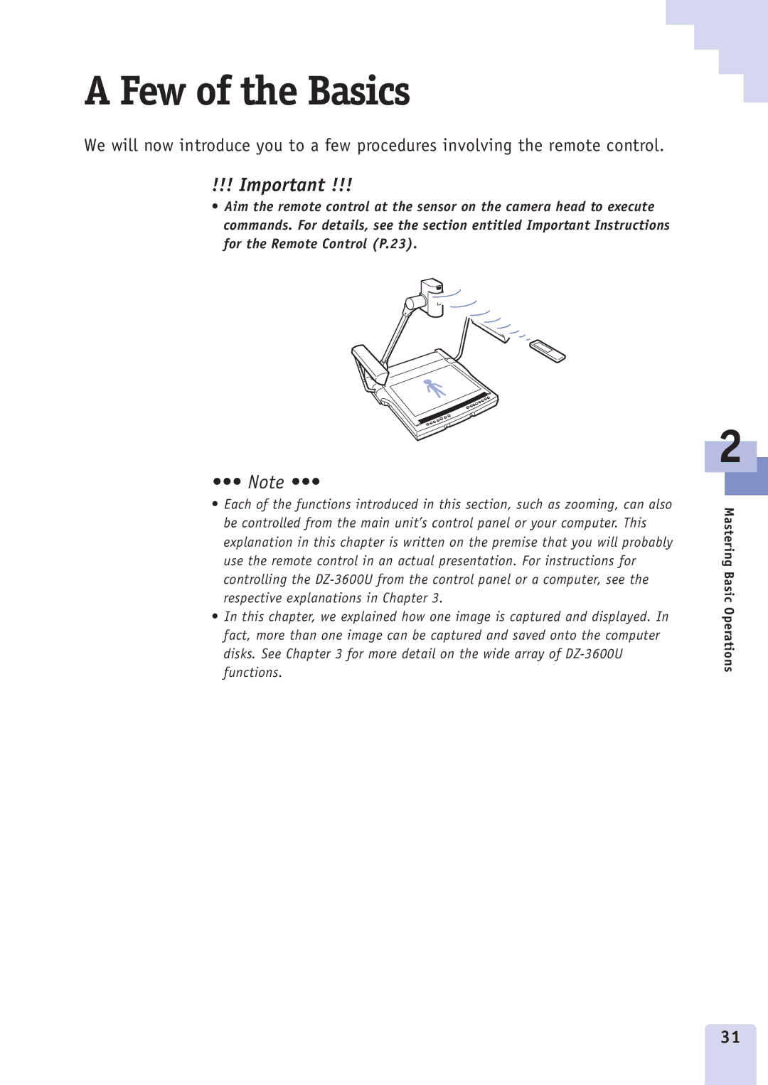 Canon DZ3600u manual Few of the Basics 