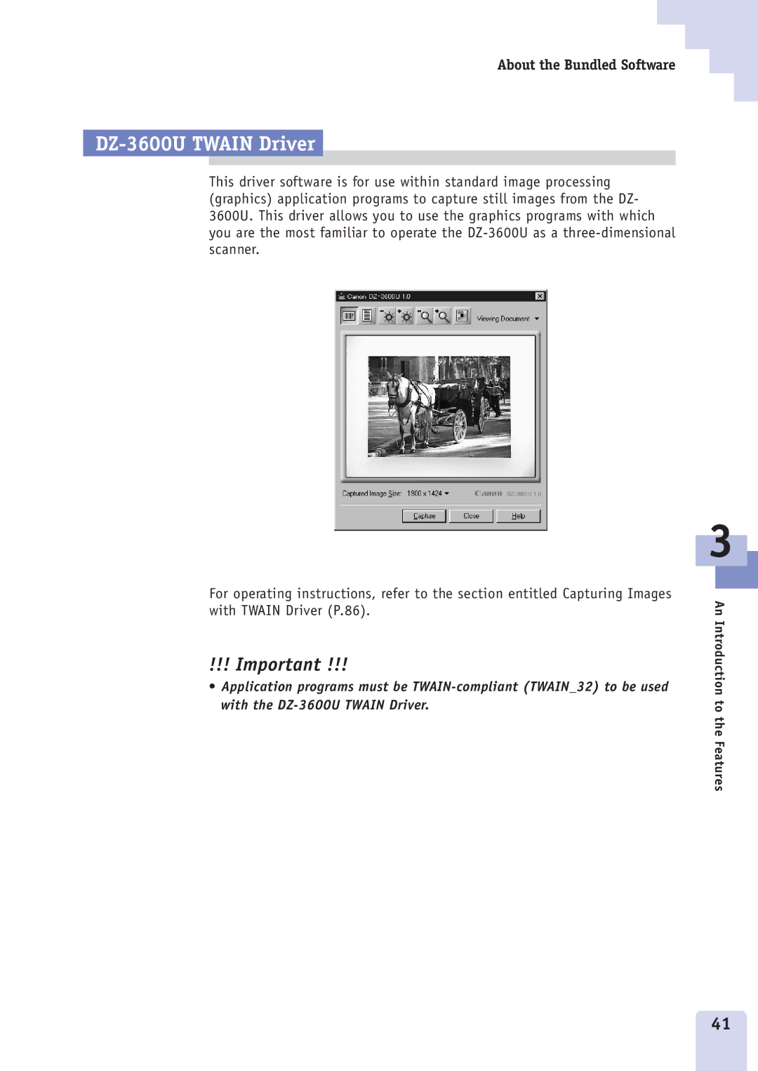 Canon DZ3600u manual DZ-3600U Twain Driver 