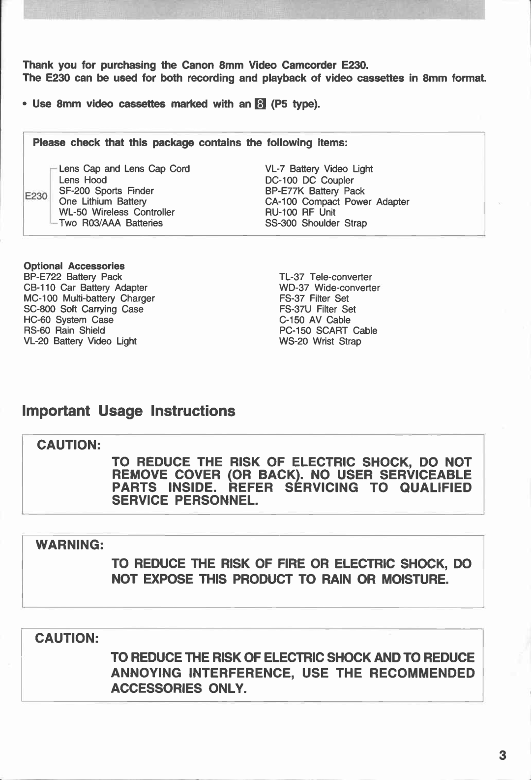 Canon E 230 manual 