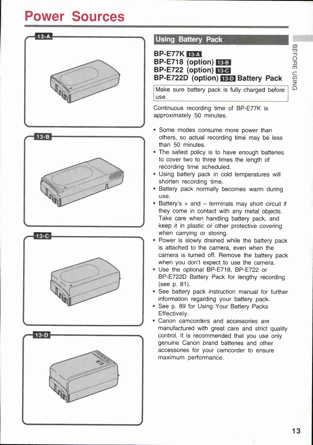 Canon E 600, E 400 manual 