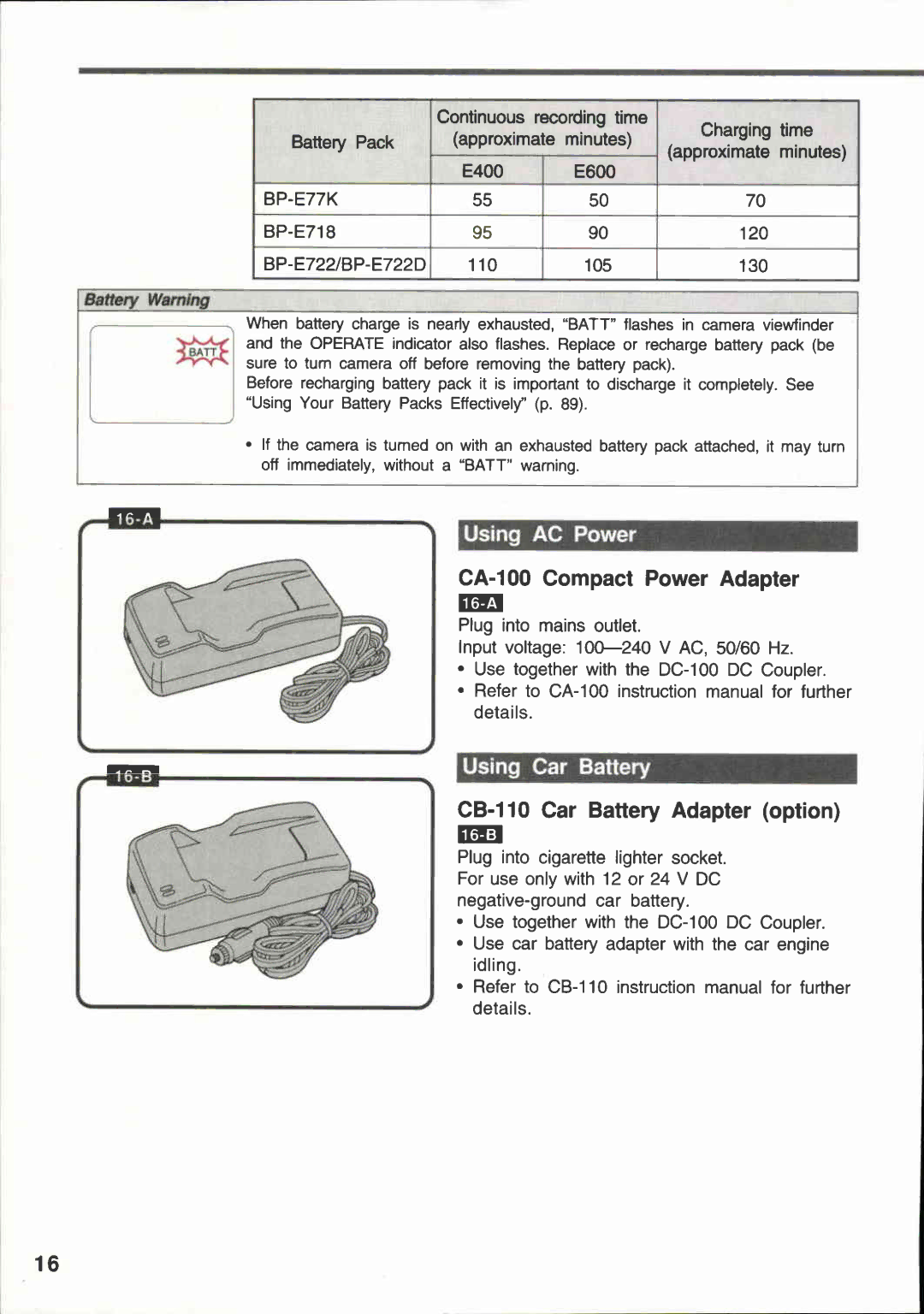 Canon E 400, E 600 manual 