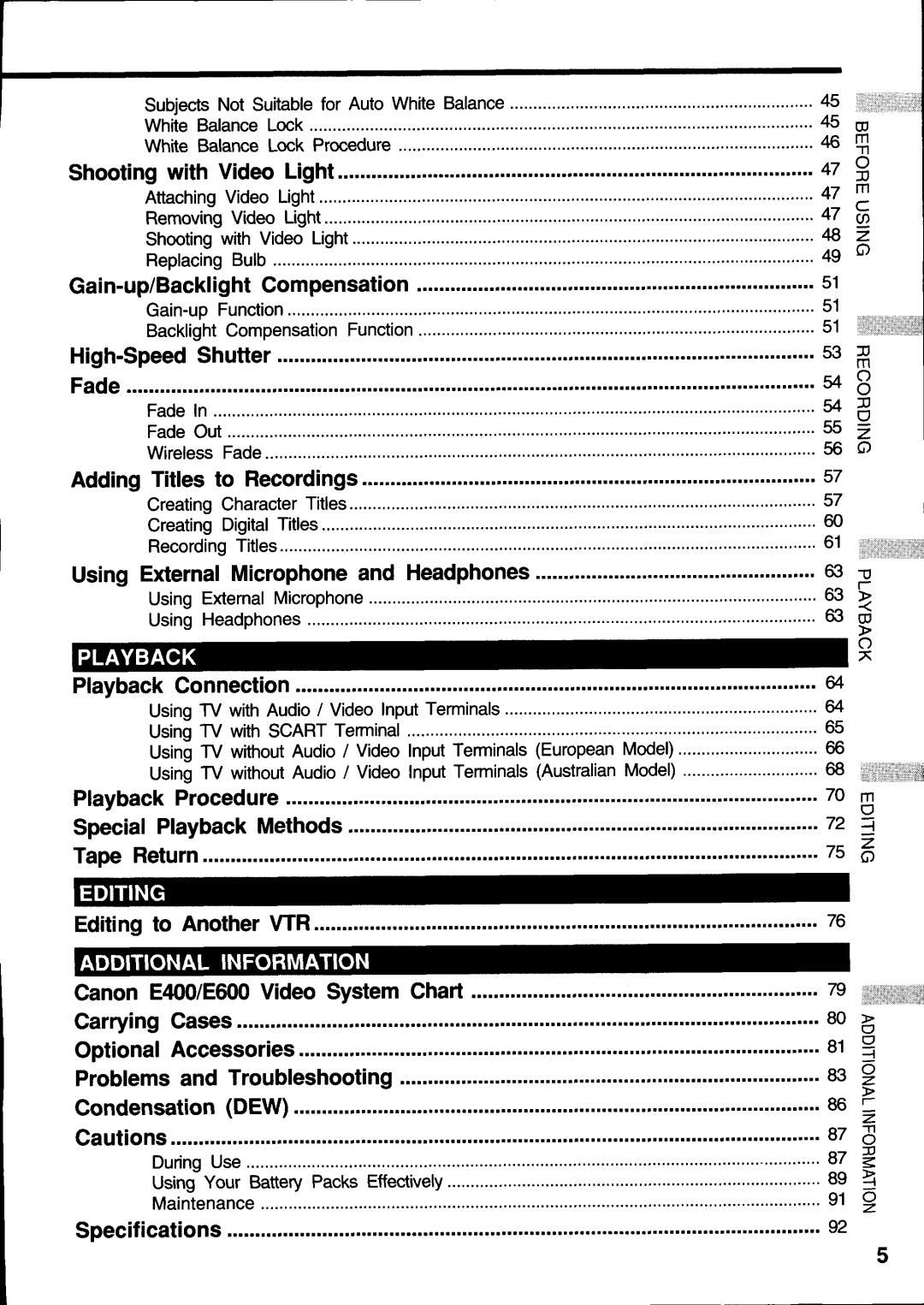 Canon E 600, E 400 manual 