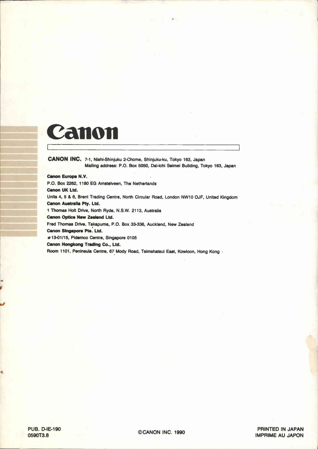 Canon E800 manual 