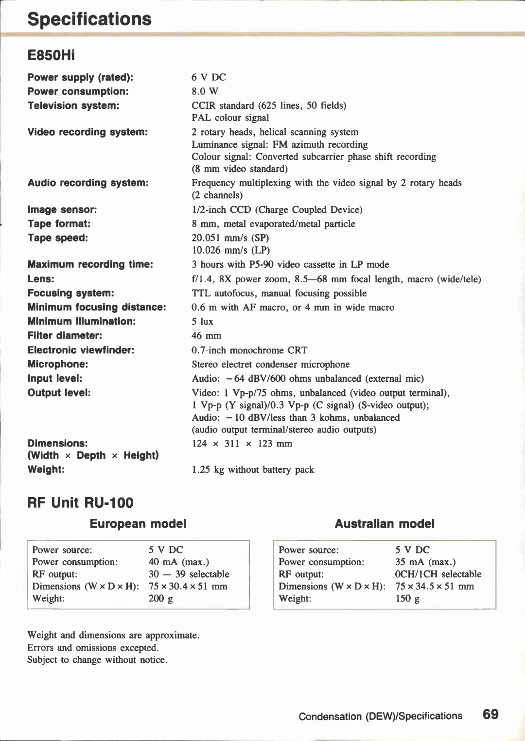 Canon E850 manual 