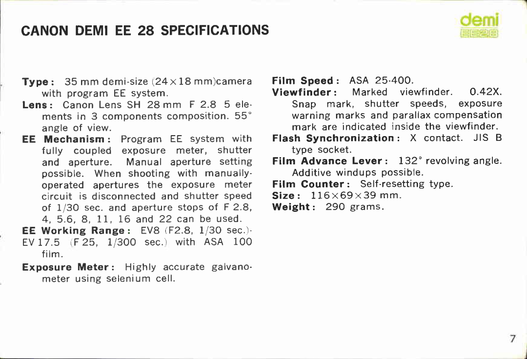 Canon EE28 manual 