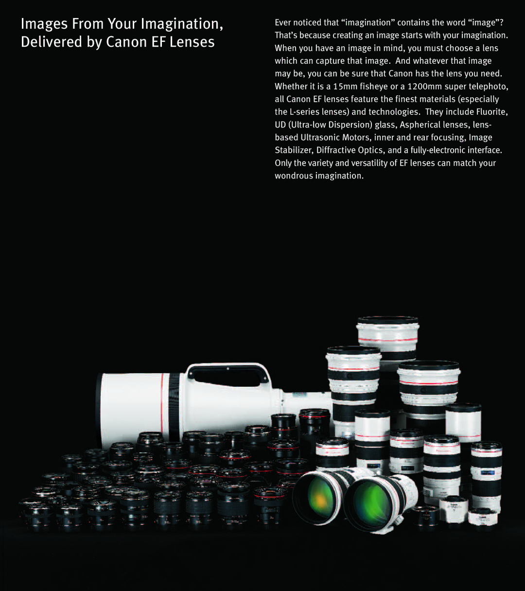 Canon manual Images From Your Imagination, Delivered by Canon EF Lenses 