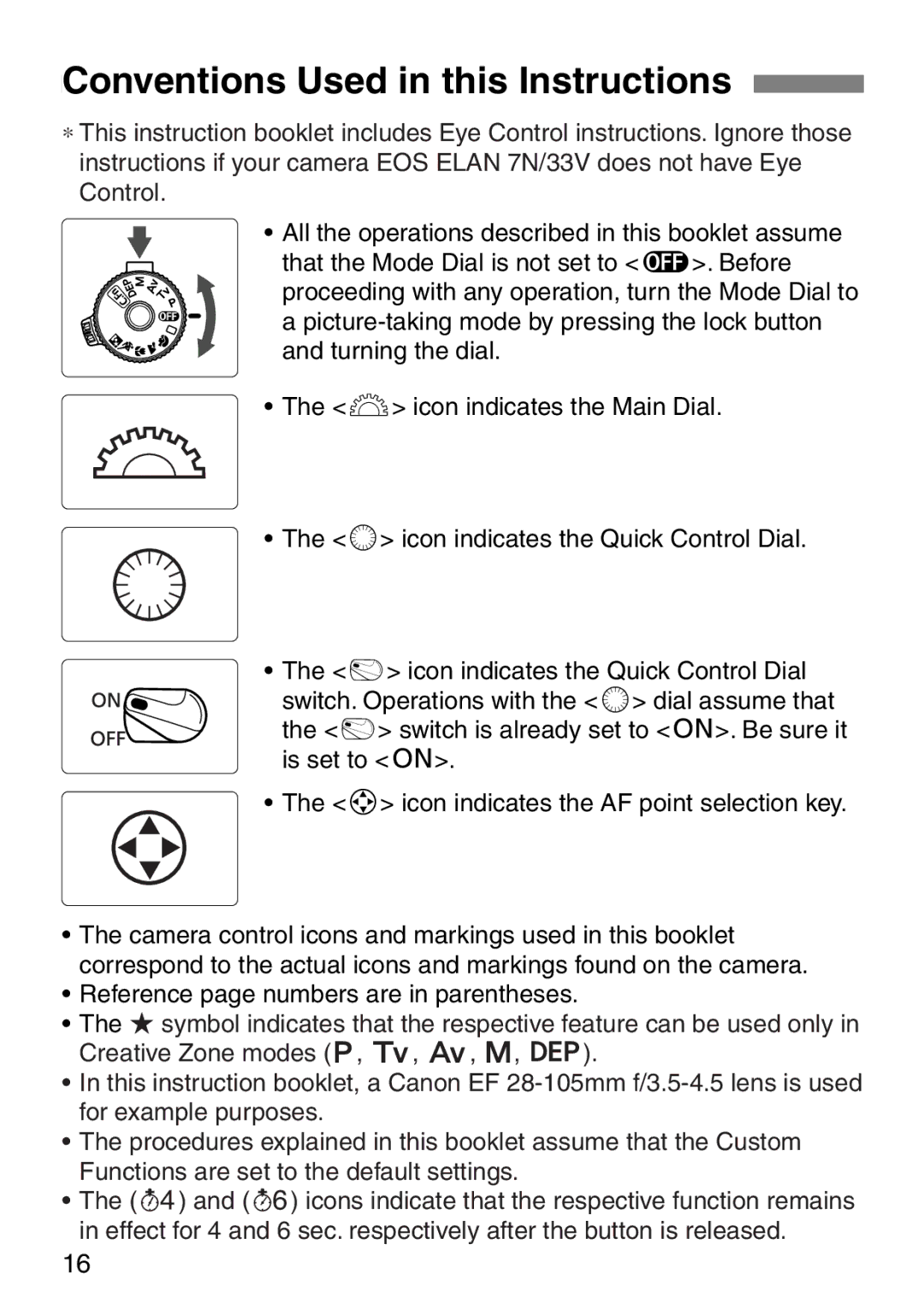 Canon ELAN7NE-33V, ELAN7NE-30V manual Conventions Used in this Instructions, Reference page numbers are in parentheses 