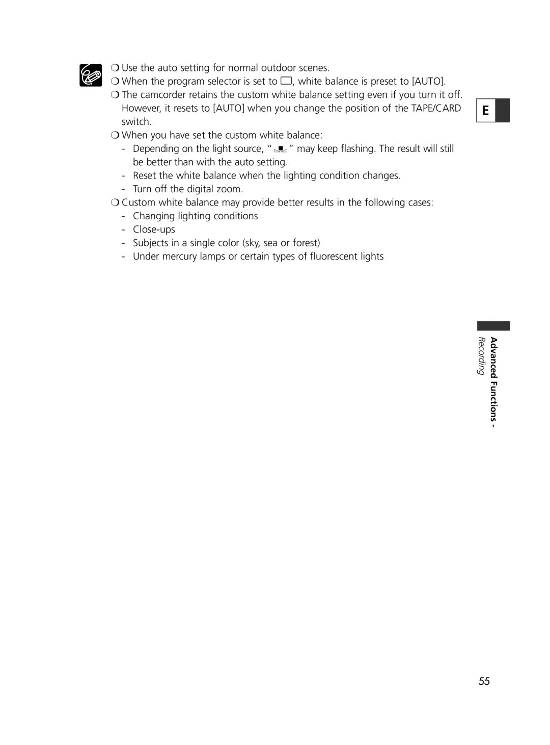 Canon ELURA60, ELURA65, ELURA70 instruction manual Recording 