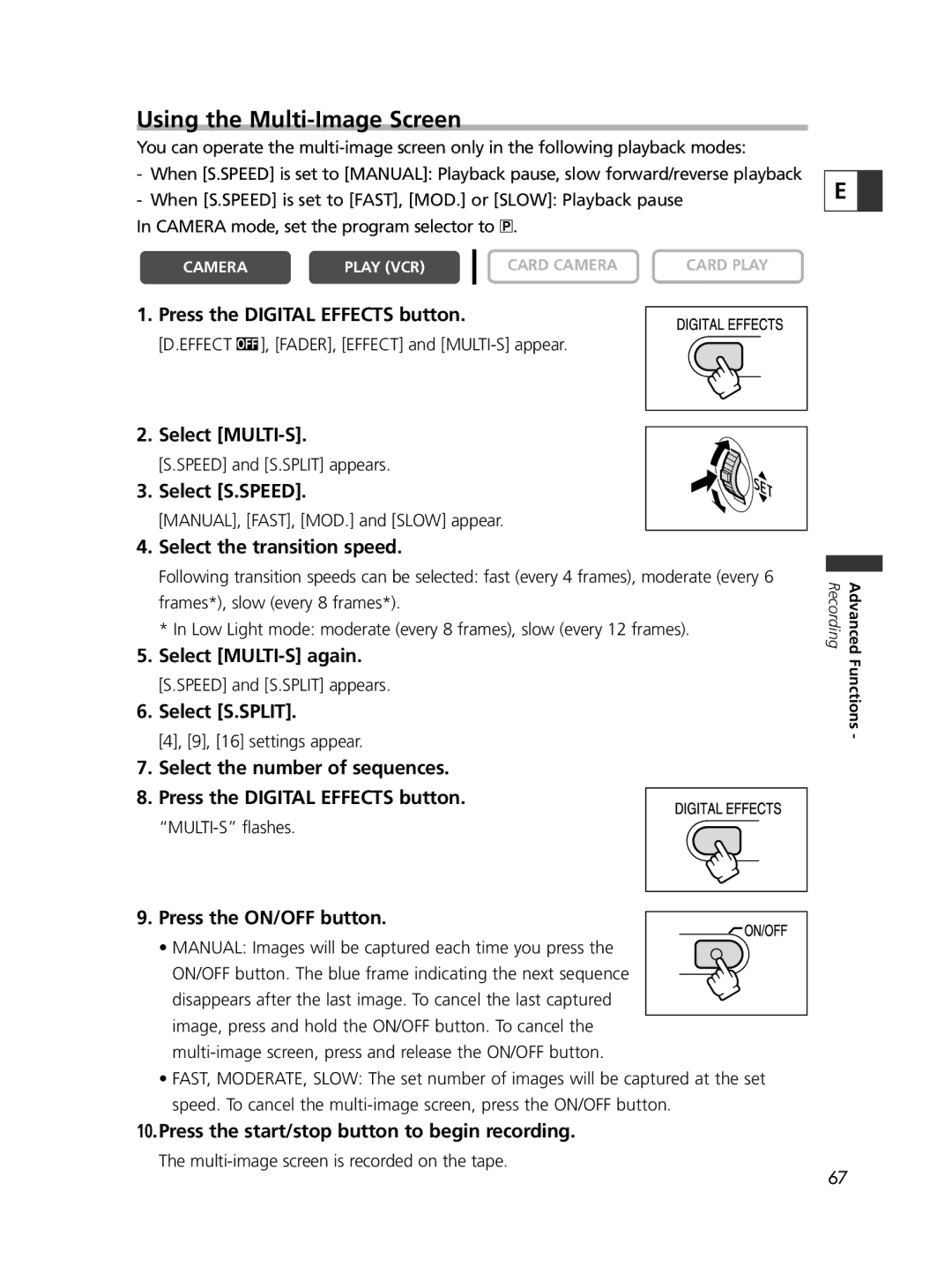 Canon ELURA60, ELURA65, ELURA70 instruction manual Using the Multi-Image Screen 