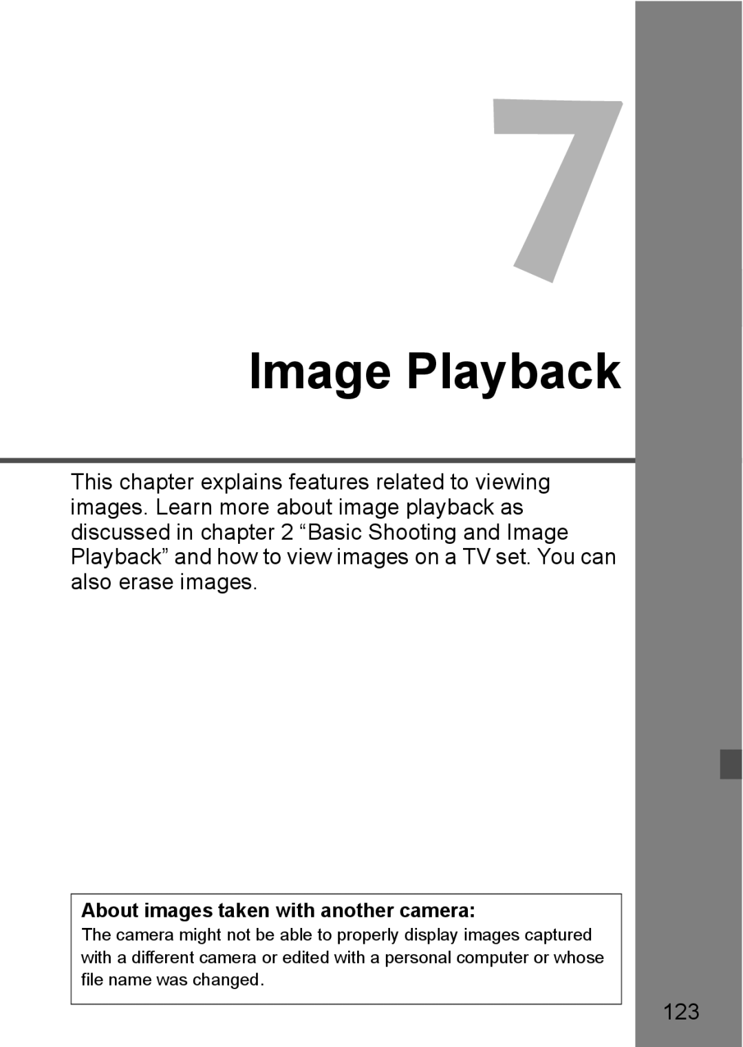 Canon EOS 1000D instruction manual 123, About images taken with another camera 