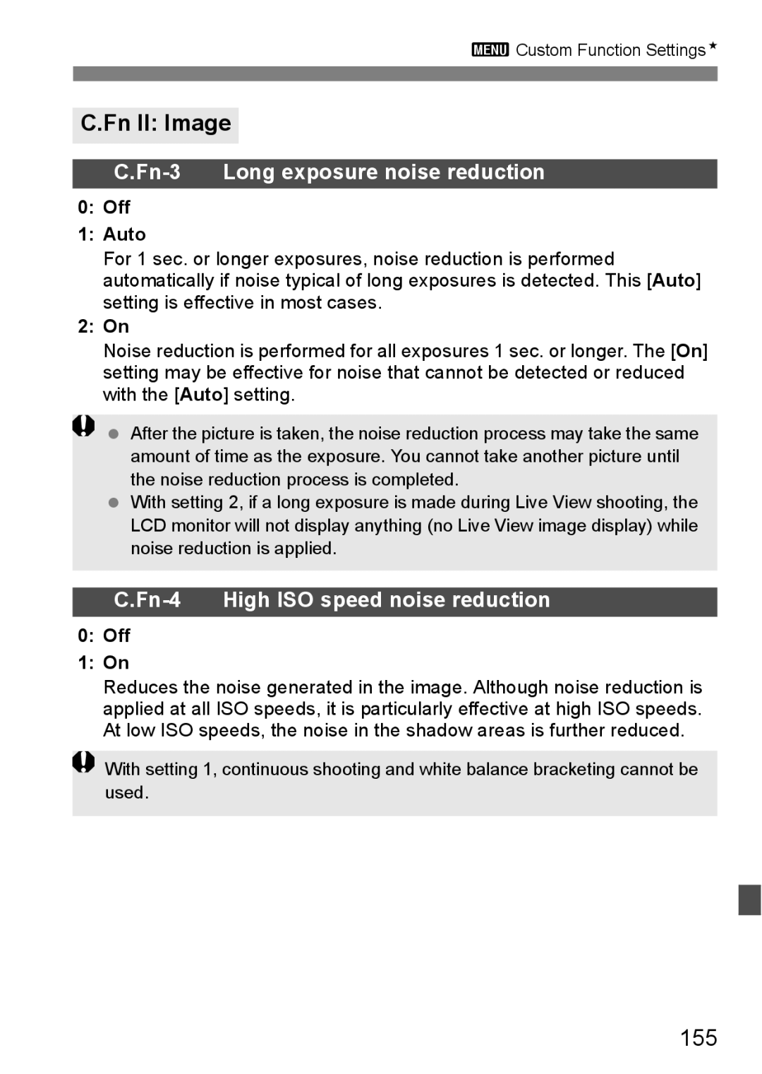 Canon EOS 1000D instruction manual Fn II Image, 155, Off Auto 