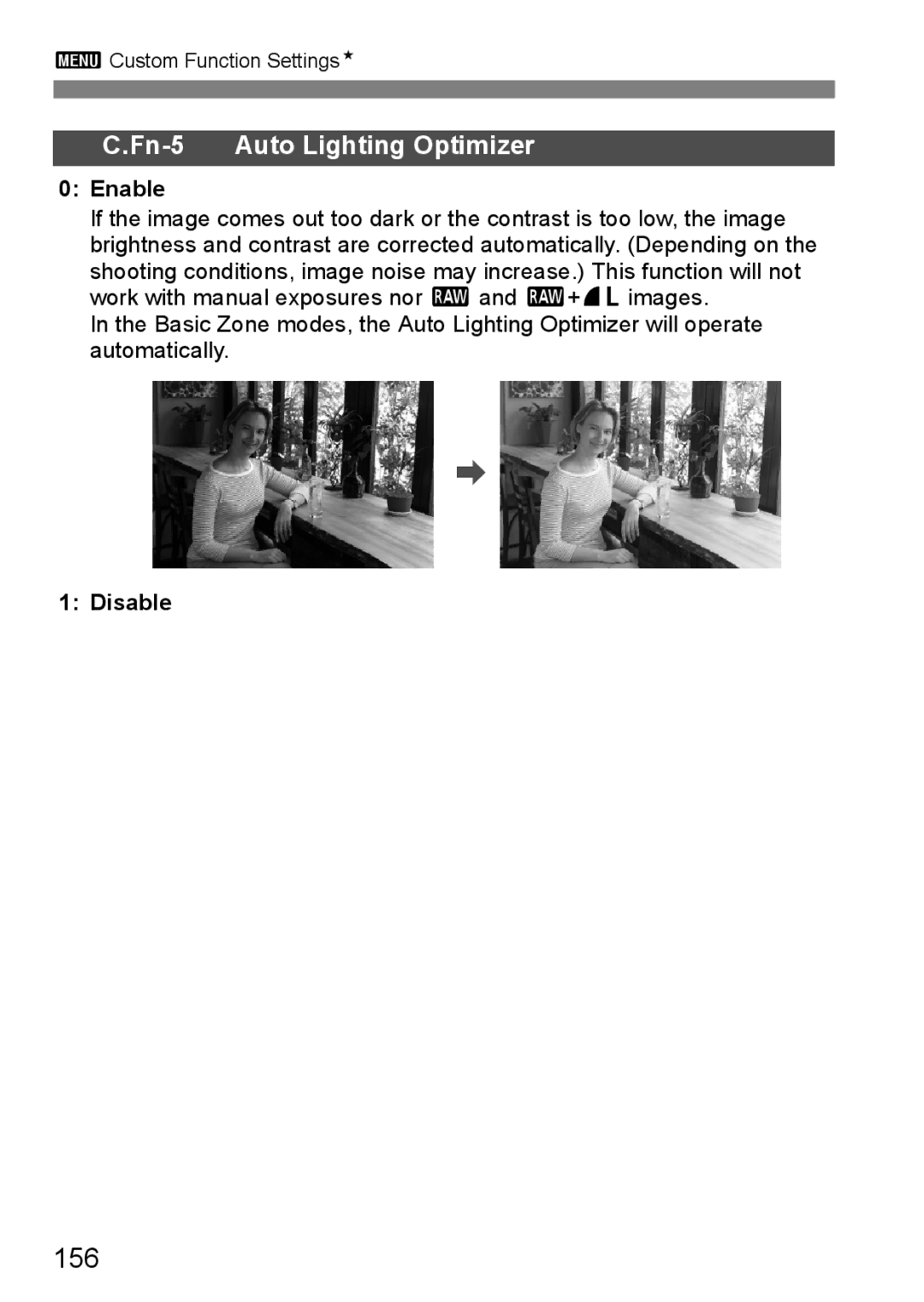 Canon EOS 1000D instruction manual 156, Enable, Disable 