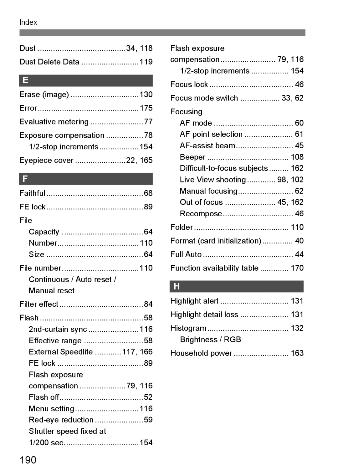 Canon EOS 1000D instruction manual 190 