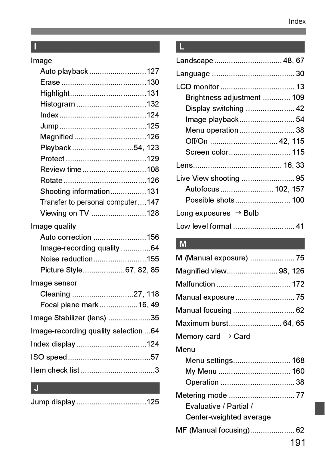 Canon EOS 1000D instruction manual 191, Image sensor 