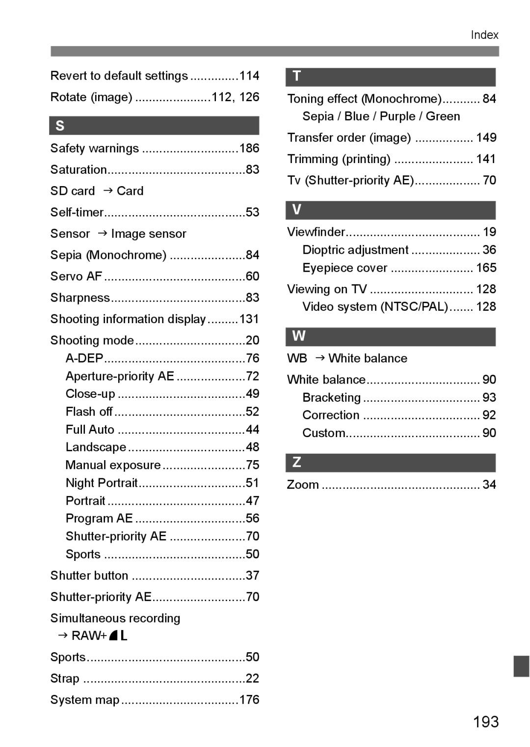 Canon EOS 1000D instruction manual 193, Dep 